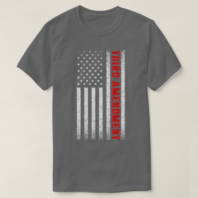 Distressed American Flag Third Amendment  T-Shirt (Design Front)