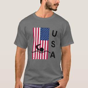 Distressed American Flag US Pride Swimming USA Gif T-Shirt