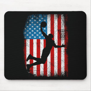 Distressed American Flag Vintage Basketball 4th of Mouse Pad