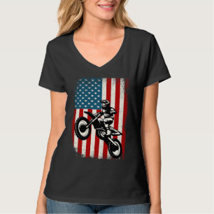 Distressed American Flag Vintage Dirt Bike Rider M T-Shirt