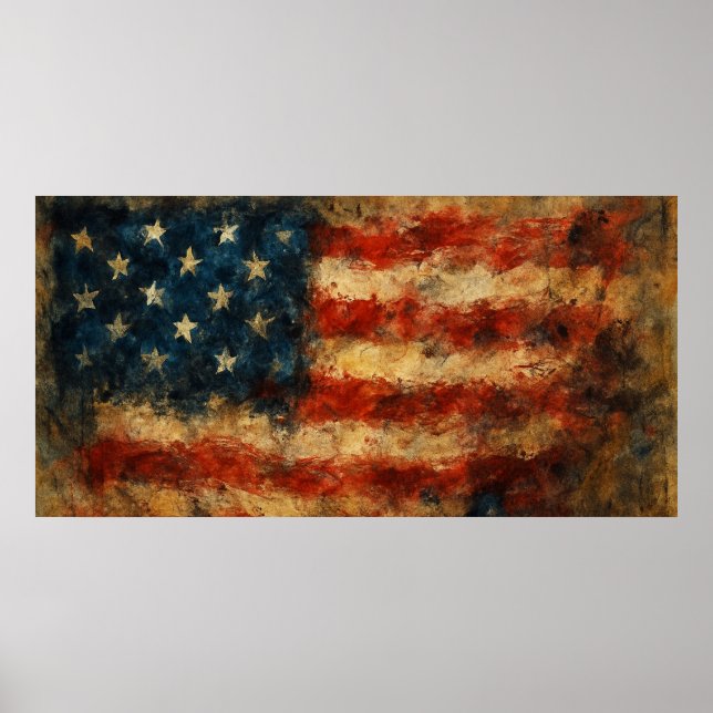 Distressed American Flag Vintage Patriotic  Poster (Front)