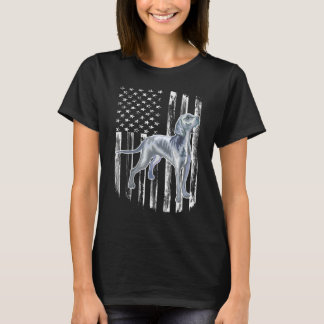 Distressed American Flag Weimaraner Dog 4th Of Jul T-Shirt