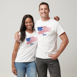 Distressed American Flag With Date T-Shirt