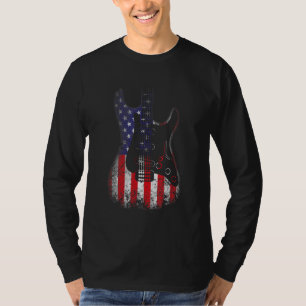 Distressed American Us Flag Guitar Retro Guitaris T-Shirt