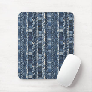 Distressed And Braided Blue Jean Denim Mouse Pad