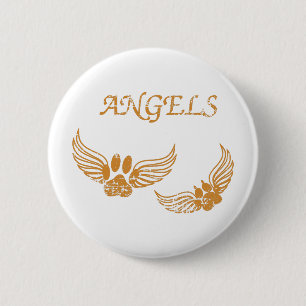 Distressed Angel Pet Paws 6 Cm Round Badge