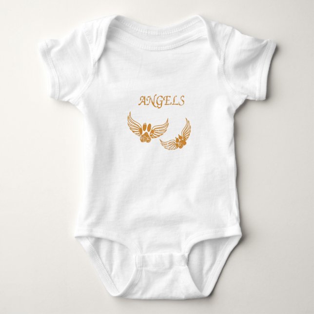 Distressed Angel Pet Paws Baby Bodysuit (Front)