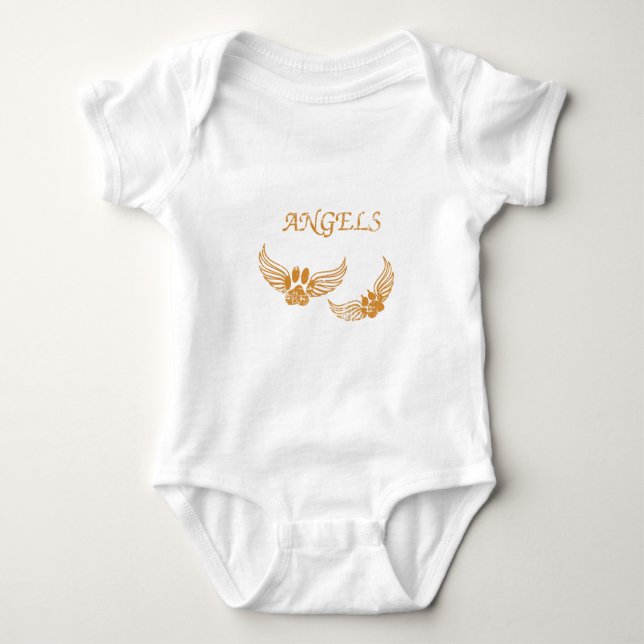 Distressed Angel Pet Paws Baby Bodysuit (Front)