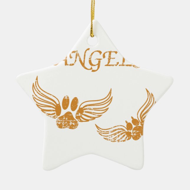 Distressed Angel Pet Paws Ceramic Tree Decoration (Front)