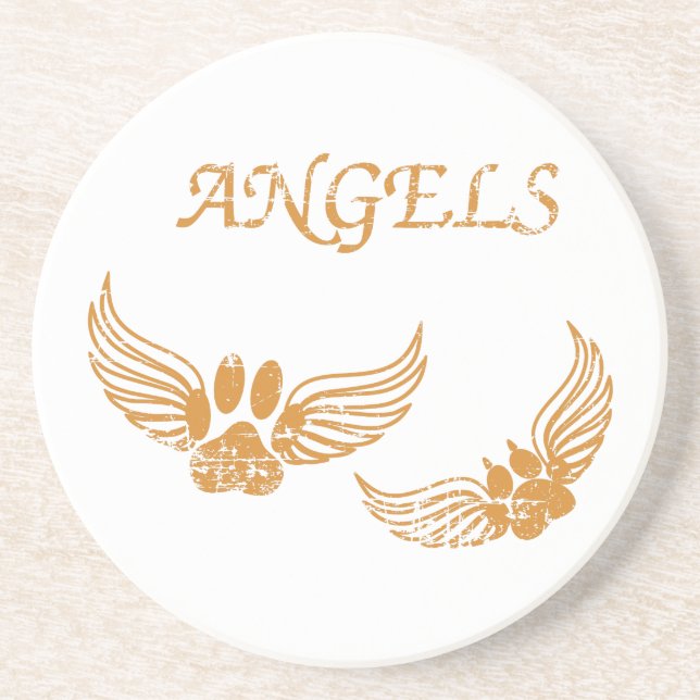 Distressed Angel Pet Paws Coaster (Front)