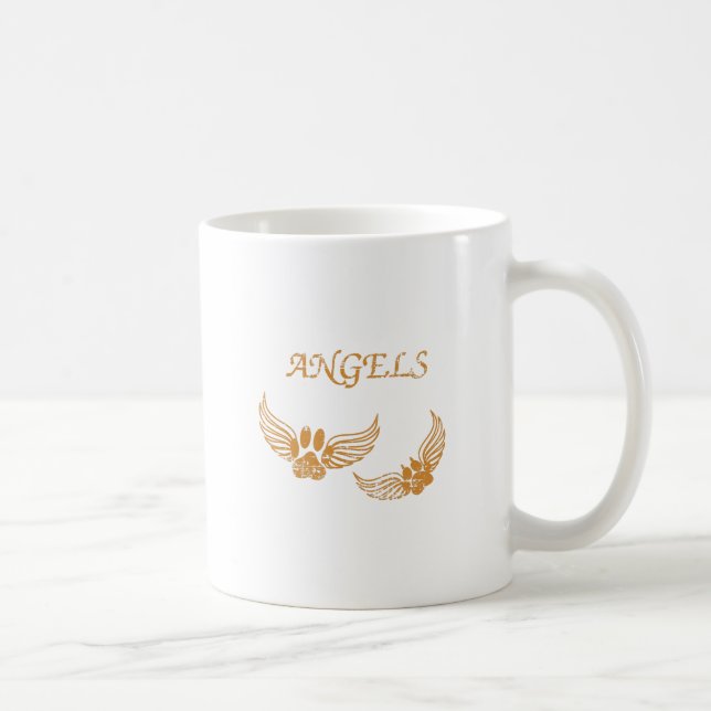 Distressed Angel Pet Paws Coffee Mug (Right)