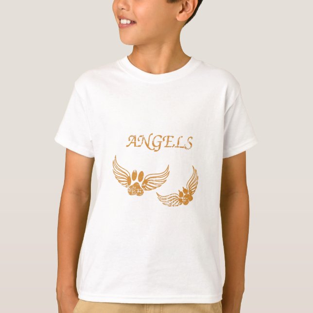 Distressed Angel Pet Paws T-Shirt (Front)