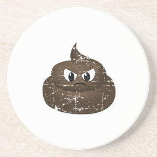 Distressed Angry Cartoon Poop Coaster