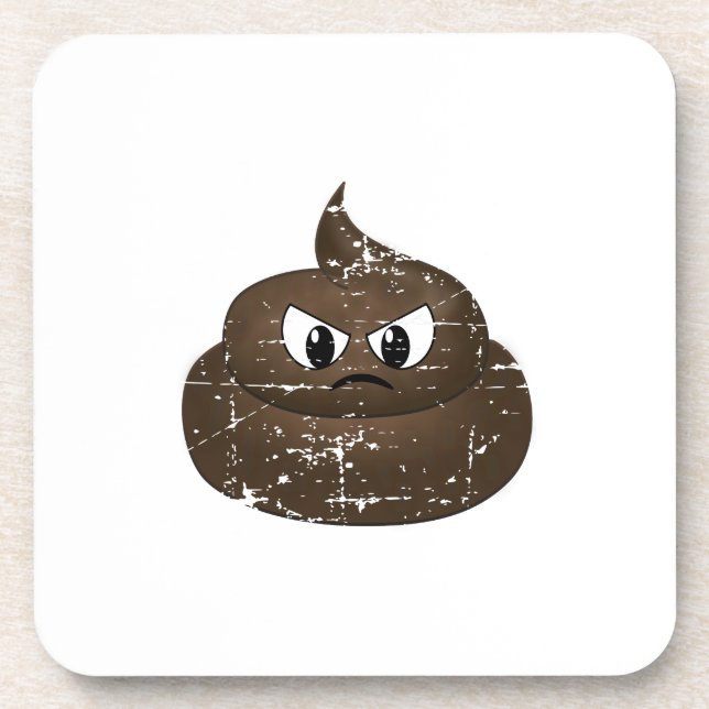 Distressed Angry Cartoon Poop Coaster (Front)