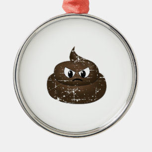Distressed Angry Cartoon Poop Metal Tree Decoration