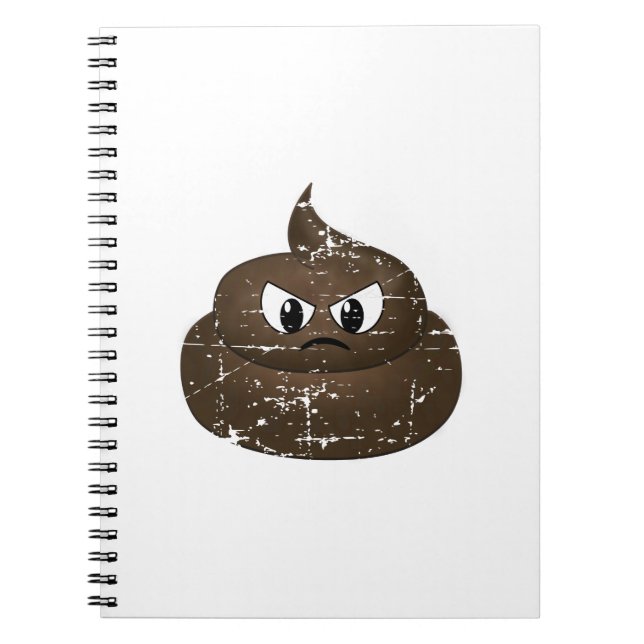 Distressed Angry Cartoon Poop Notebook (Front)