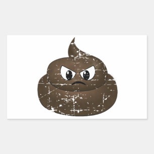 Distressed Angry Cartoon Poop Rectangular Sticker