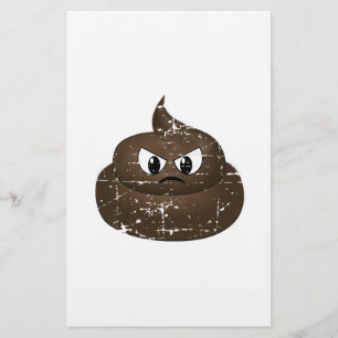 Distressed Angry Cartoon Poop Stationery