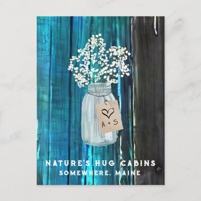 *~*  Distressed AP49 QR Mason Jar Holiday Postcard (Front)