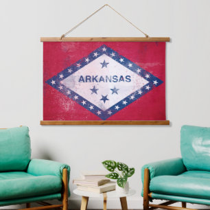 Distressed Arkansas Flag Hanging Tapestry