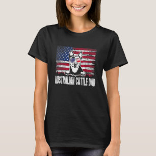 Distressed Australian Cattle Dad Usa Flag Father's T-Shirt