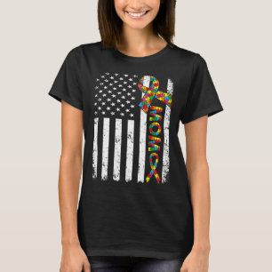 Distressed Autism Mom American Flag Family Matchin T-Shirt