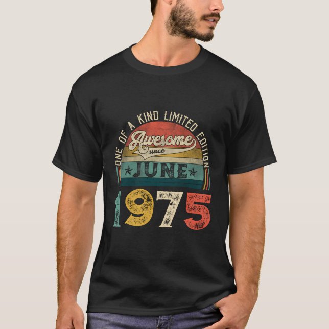Distressed Awesome Since June 1975 48Th T-Shirt (Front)