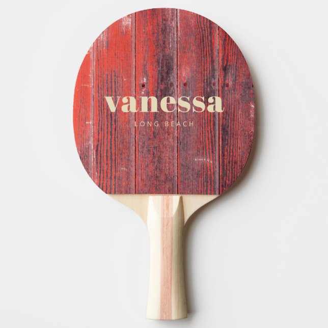 Distressed Barn Boards Minimal Modern Classic Name Ping Pong Paddle (Front)