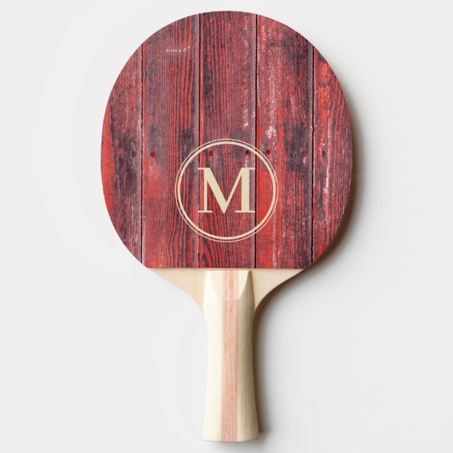 Distressed Barn Boards Monogram Ping Pong Paddle (Back)