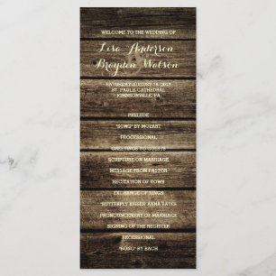 Distressed Barn Wood Rustic Wedding Program Programme