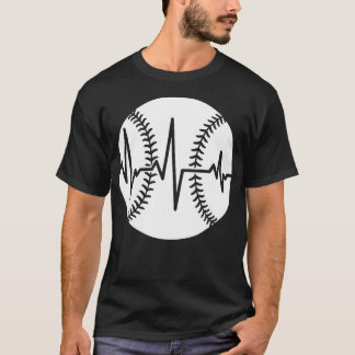 Distressed Baseball Heartbeat Frequency Sport Play T-Shirt