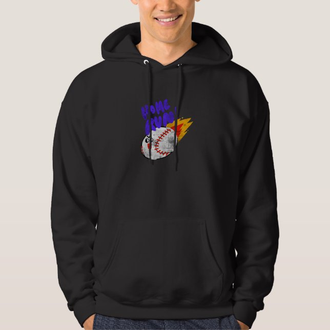 Distressed Baseball Home Run Sports Player Coaches Hoodie (Front)