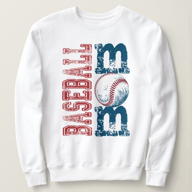 Distressed Baseball Season Mum Graphic Sweatshirt (Design Front)