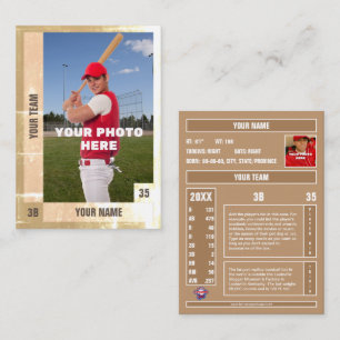 Distressed Baseball Trading Card - Custom Stats