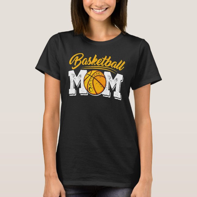 Distressed Basketball Mum Tee Women Mama Mummy Mot (Front)