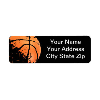 Distressed Basketball  White/Black Address Labels