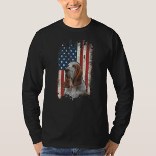 Distressed Basset Hound American Flag Patriotic Do T-Shirt