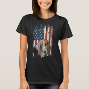 Distressed Basset Hound American Flag Patriotic Do T-Shirt