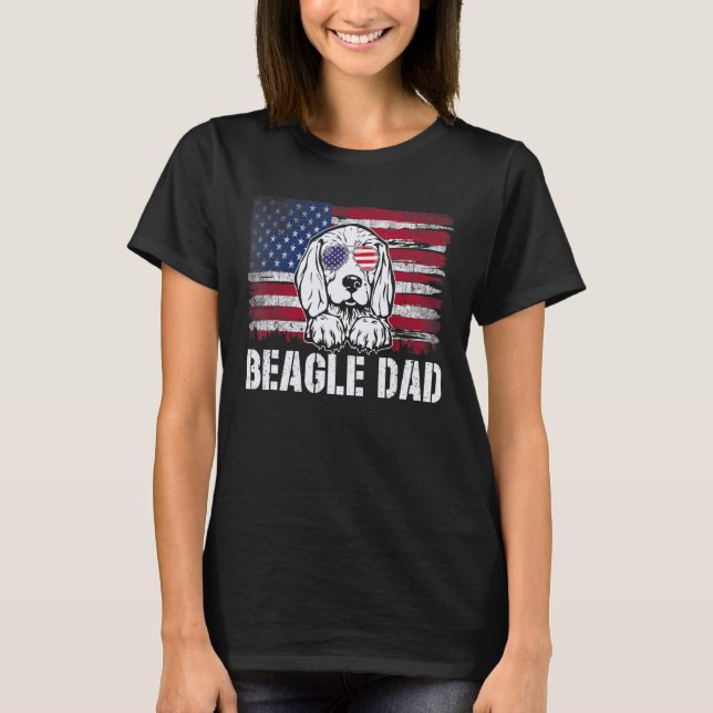 Distressed Beagle Dad Usa Flag Father's Day T-Shirt (Front)