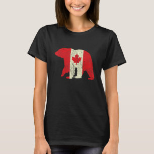 Distressed Bear Grizzly Canada Day Proud Canadian T-Shirt