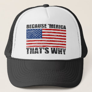 Distressed BECAUSE 'MERICA THAT'S WHY US FLAG Hat