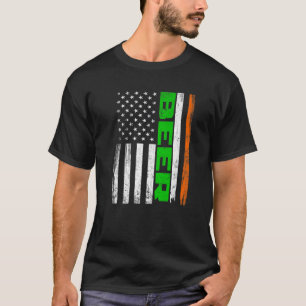 Distressed Beer American Flag Funny St Patricks Da T-Shirt
