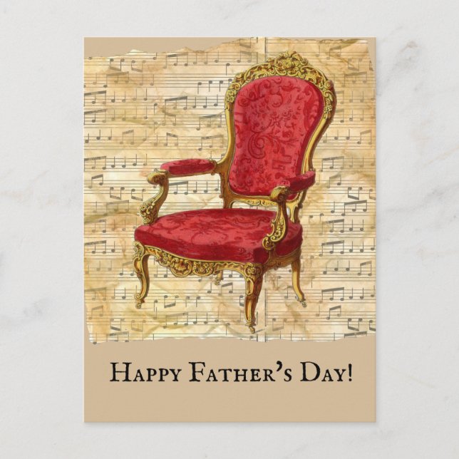 Distressed Beige Sheet Music Classic Fathers Day Postcard (Front)