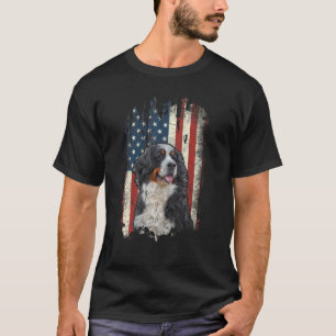 Distressed Bernese Mountain American Flag Patrioti T-Shirt