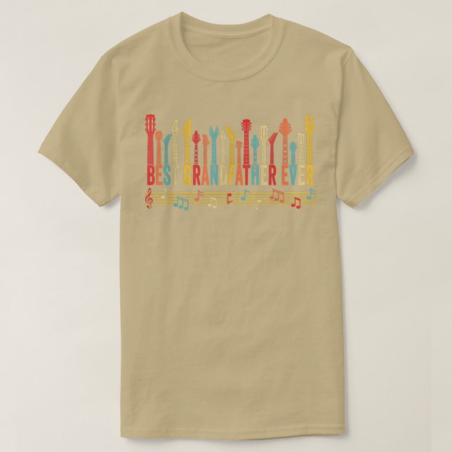 Distressed Best Grandfather Ever Daddy Guitar Fath T-Shirt (Design Front)