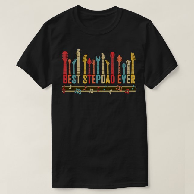 Distressed Best Stepdad Ever Daddy Guitar Fathers  T-Shirt (Design Front)