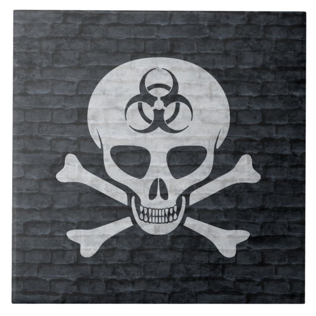 Distressed Biohazard Skull Tile (Front)