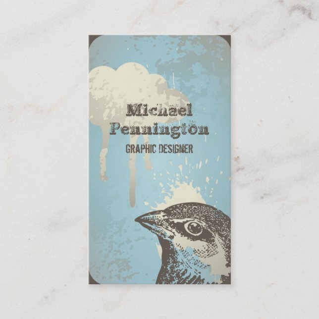 Distressed bird graphic design business card (Front)