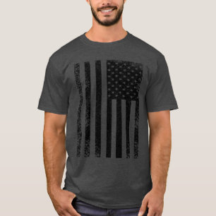 Distressed Black and White American Flag Cool T-Shirt