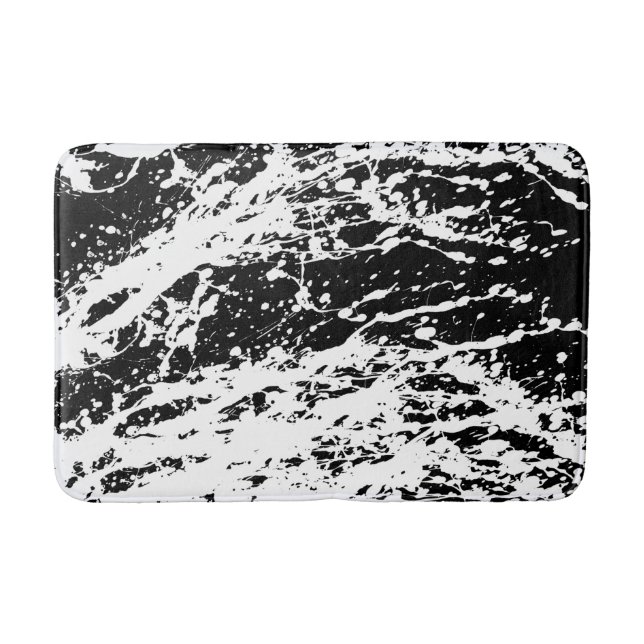 Distressed Black and White Distressed Paint Bath Mat (Front)